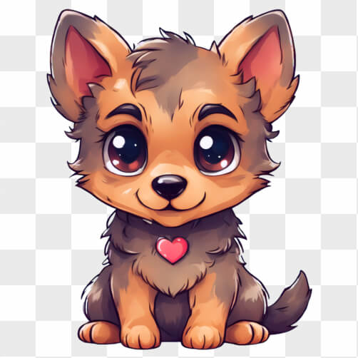 Kawaii Dog with Big Eyes and Open Heart Cartoons Kawaii Dog with Big Eyes and Open Heart Cartoons thumbnail