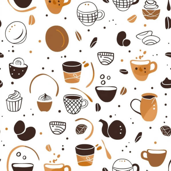 Download Seamless Pattern with Coffee Cups and Cupcakes Patterns Online ...