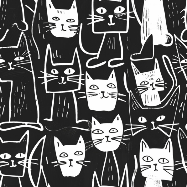 Download Seamless Pattern of Black and White Cats Patterns Online ...