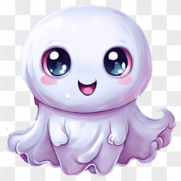 Download Kawaii White Ghost with Big Eyes and Pink Cheeks Kawaii Online ...