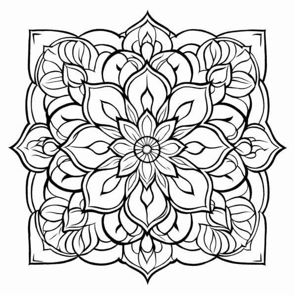 Download Black and White Mandala Coloring Page with Ornate Flower ...