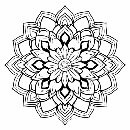 Download Black and White Mandala Coloring Page with Ornate Flower ...