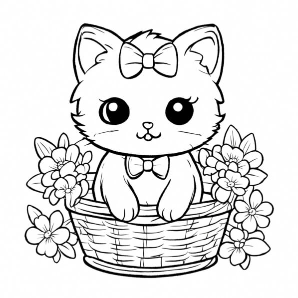 descarga-p-gina-para-colorear-de-un-lindo-gatito-con-flores-y-lazos