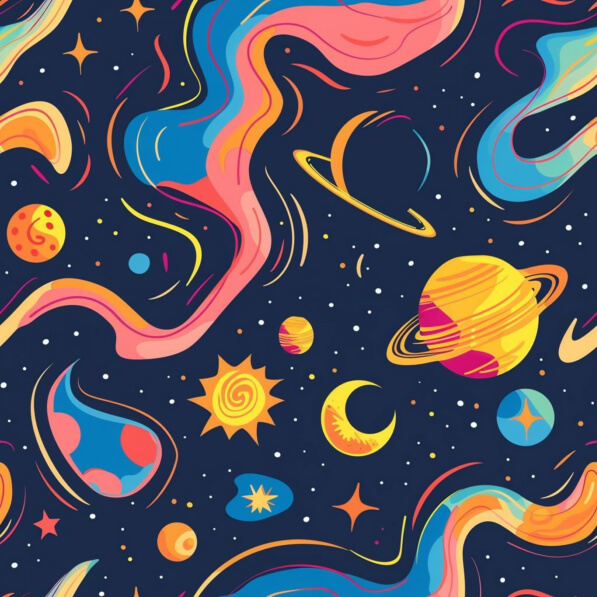 Download Colorful Seamless Space Pattern Patterns Online - Creative Fabrica