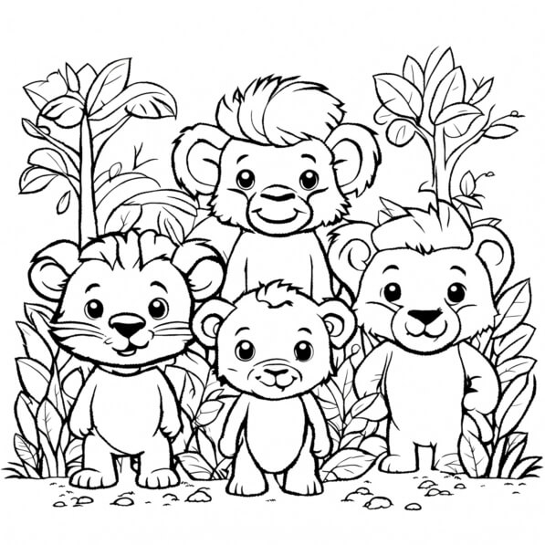 Download Family of Bears in the Jungle Coloring pages Online - Creative