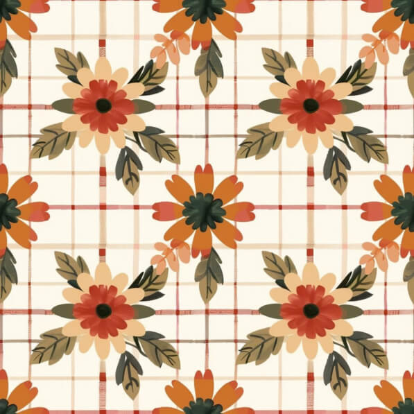 Download Seamless Orange Flowers and Leaves Pattern Patterns Online ...