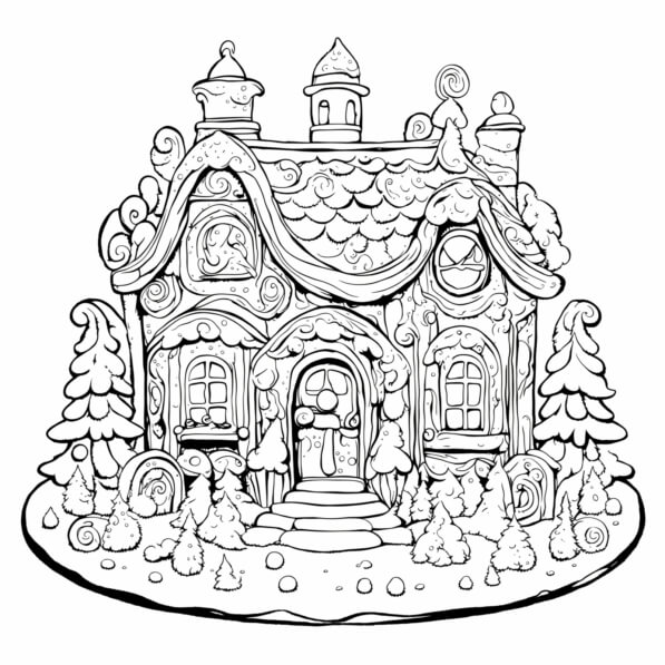 Download Gingerbread House Coloring Page Coloring pages Online