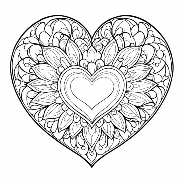 Download HeartShaped Mandala Coloring Page Coloring pages Online