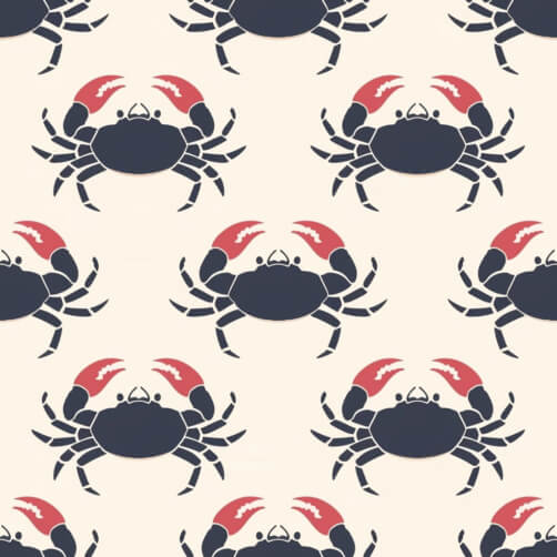 Download Seamless Pattern with Red Crabs and Floral Designs Patterns ...