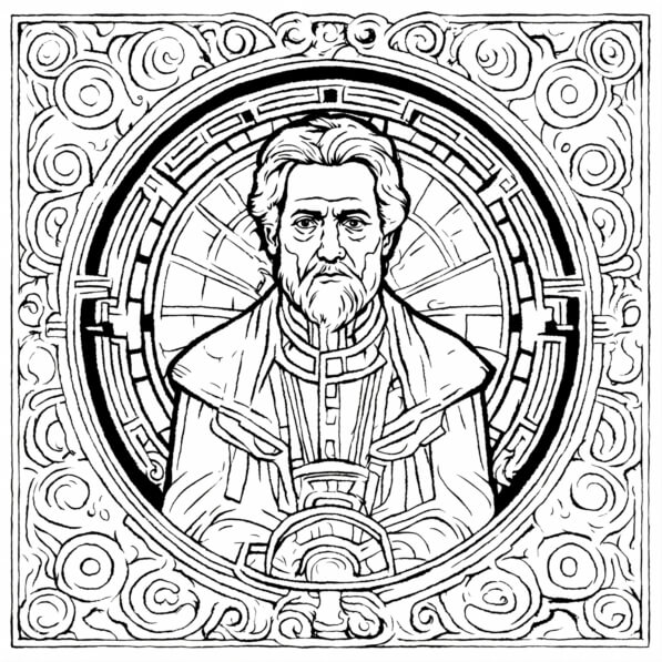 Download Black and White Coloring Page of an Old Man with Beard in ...