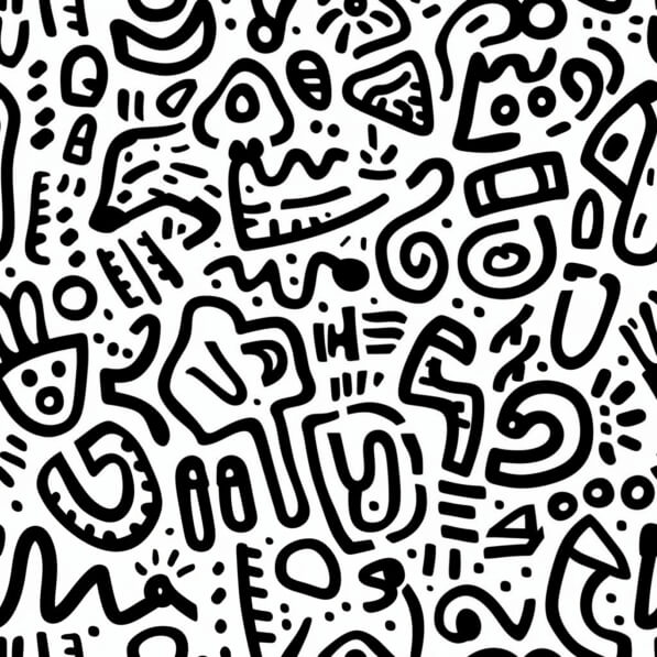 Download Black and White Hand-Drawn Doodles Pattern Patterns Online ...