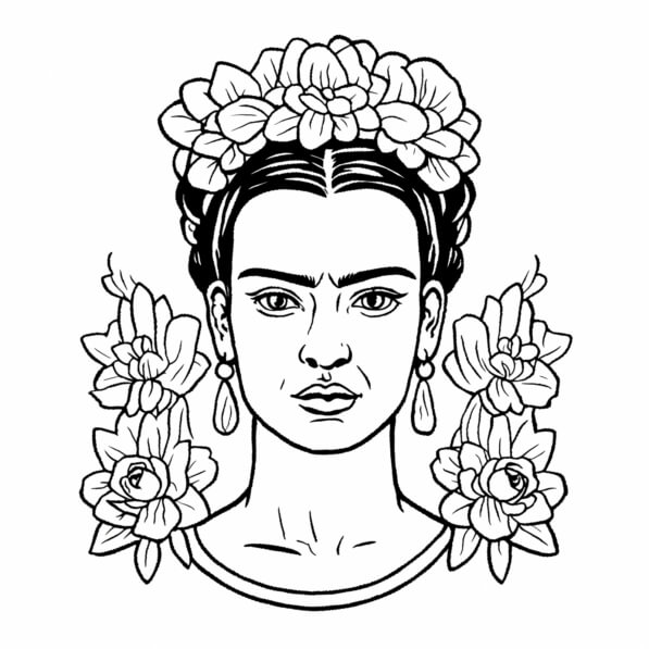 Download Educational Frida Kahlo Coloring Page for Children Coloring
