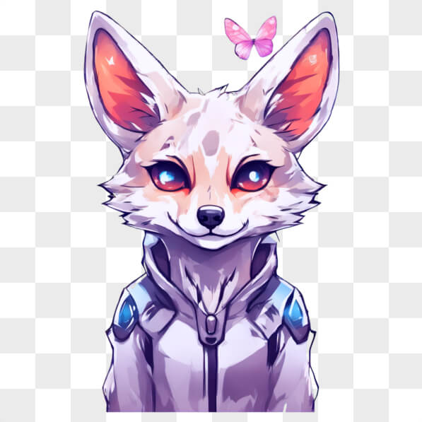 Descarga Zorro de Dibujos Animados Kawaii con Ojos Azules y Mariposa ...