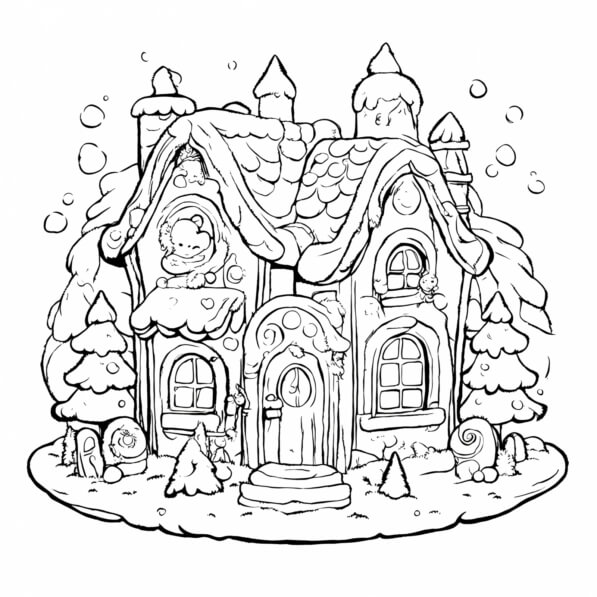 Download Gingerbread House Coloring Page Coloring pages Online