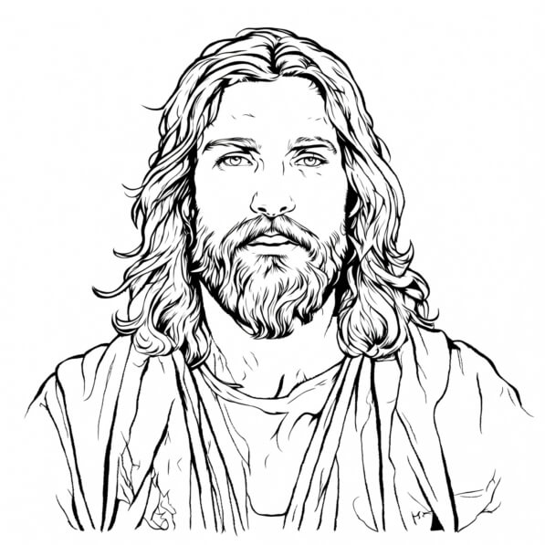 Download BlackandWhite Drawing of Jesus Coloring pages Online