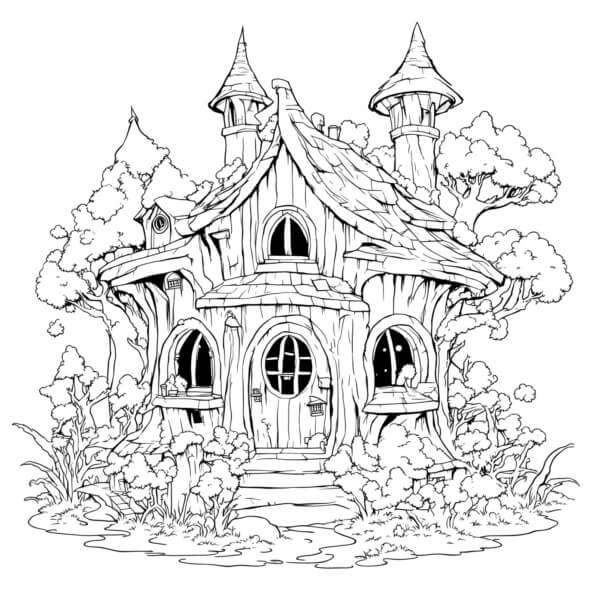Download Free Printable Fairy House Coloring Page Coloring pages Online