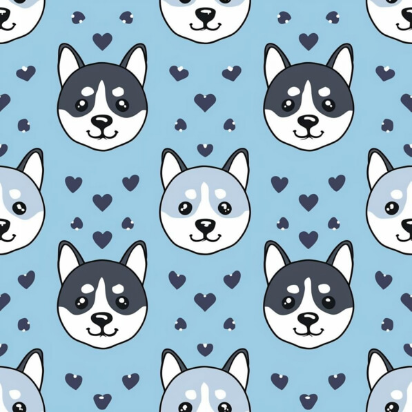 Download Seamless Dog Faces Pattern with Hearts Patterns Online ...