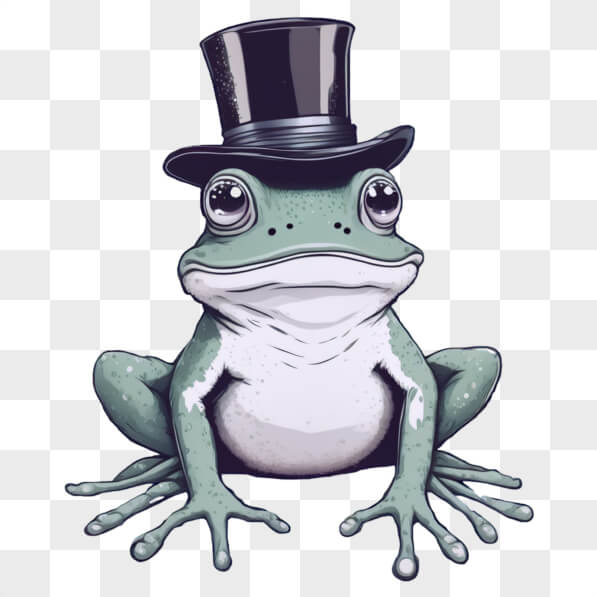 Download Stylish Green Frog in Top Hat Cartoons Online - Creative Fabrica