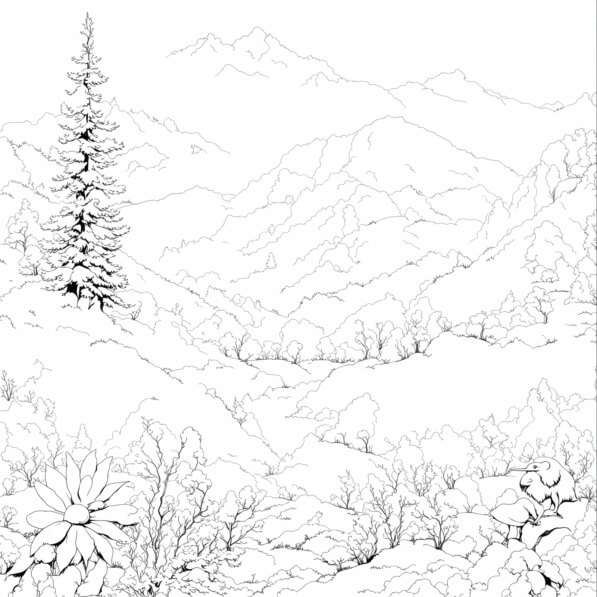 Download Snowy Landscape Coloring Page Coloring pages Online - Creative ...