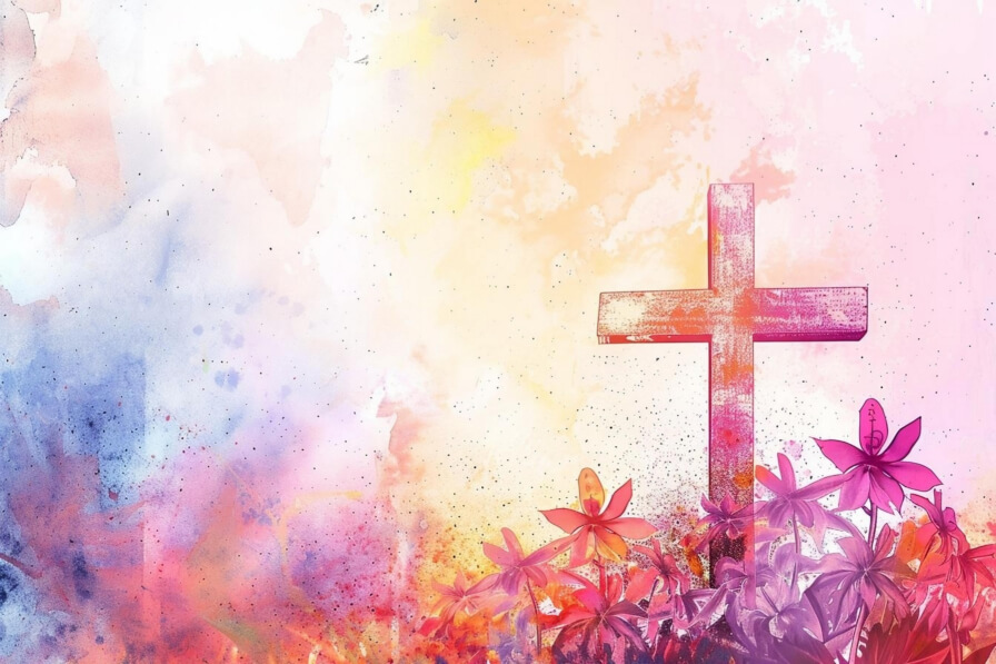 Descarga Cruz Colorida con Flores Fondos En Línea - Creative Fabrica