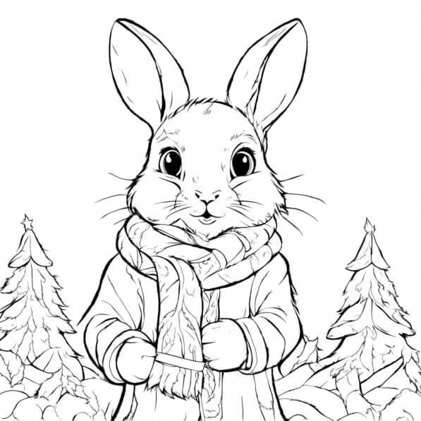 Download Rabbit in Winter Wonderland Coloring Page Coloring pages ...