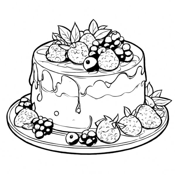 Download Elaborately Decorated Cake with Fresh Berries and Icing