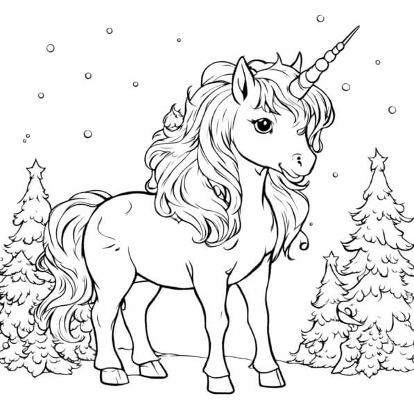 Download Unicorn Coloring Page in Snow Coloring pages Online - Creative ...
