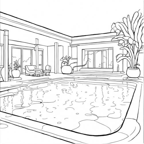 Download Swimming Pool Outline Drawing Coloring pages Online - Creative ...