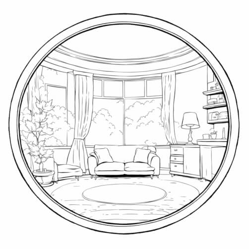 Empty Living Room Drawing with Couch and Natural Light Empty Living Room Drawing with Couch and Natural Light thumbnail