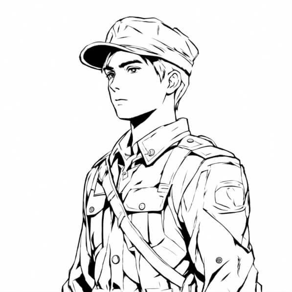 Download Man in Military Uniform in Anime Coloring Page Coloring pages ...