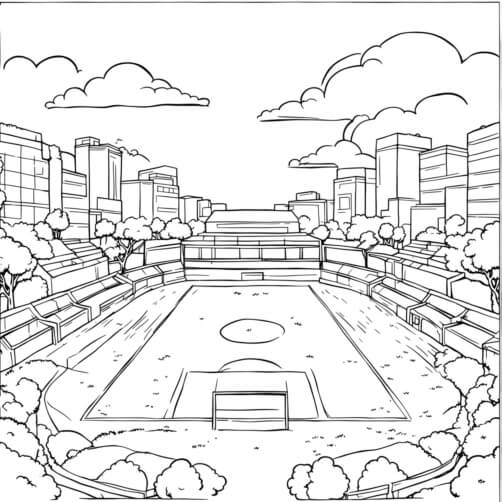 Download Empty Sports Stadium with Open Field Coloring pages Online ...