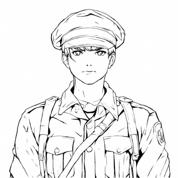 Download Black and White Anime Soldier Coloring Page Coloring pages ...