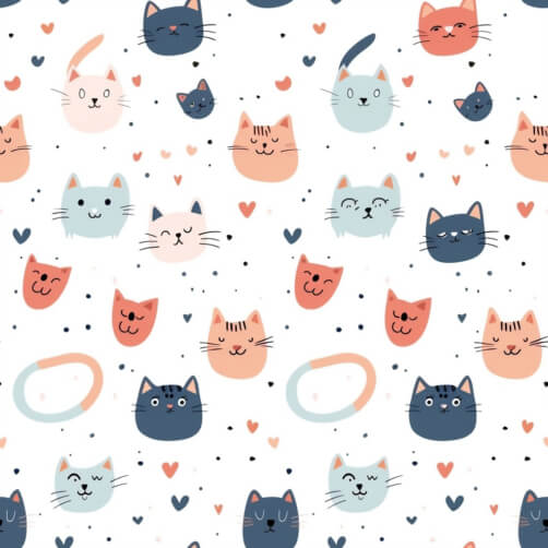 Download Seamless Cat Pattern with Hearts Patterns Online - Creative ...
