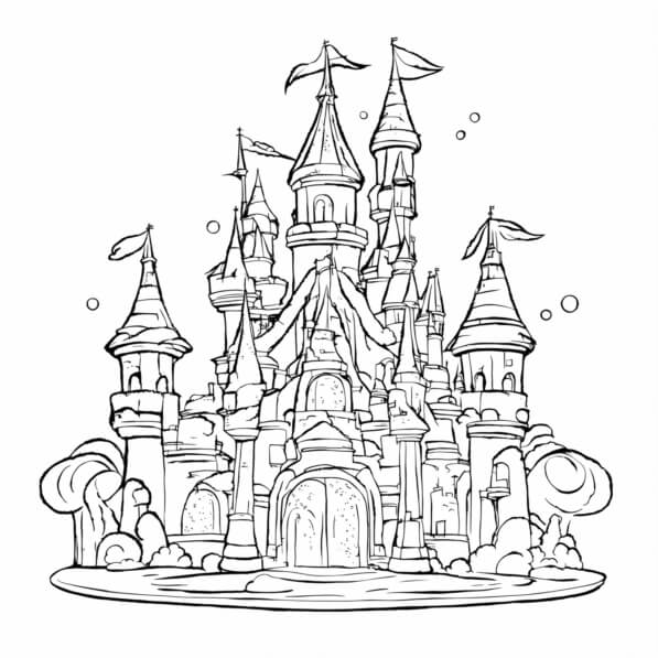 Download Castle Coloring Page Coloring pages Online Creative Fabrica