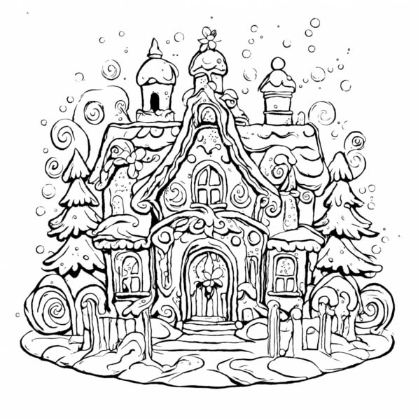 Download Gingerbread House Coloring Page Coloring pages Online