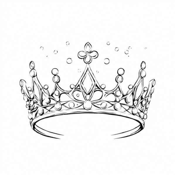 Download Black and White Crown Drawing with Diamonds Coloring pages ...