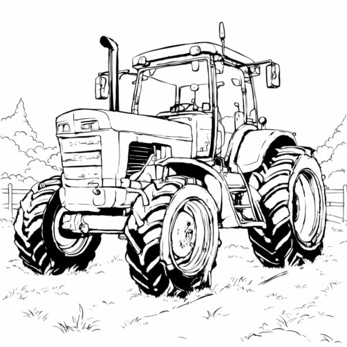 Farm Tractor Drawing Color In Download Vintage Tractor in Field Coloring Page Coloring pages Online ...