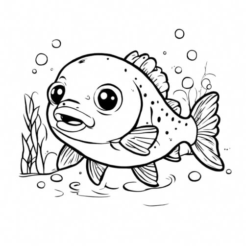 Download Angry Fish with Glasses Coloring pages Online - Creative Fabrica