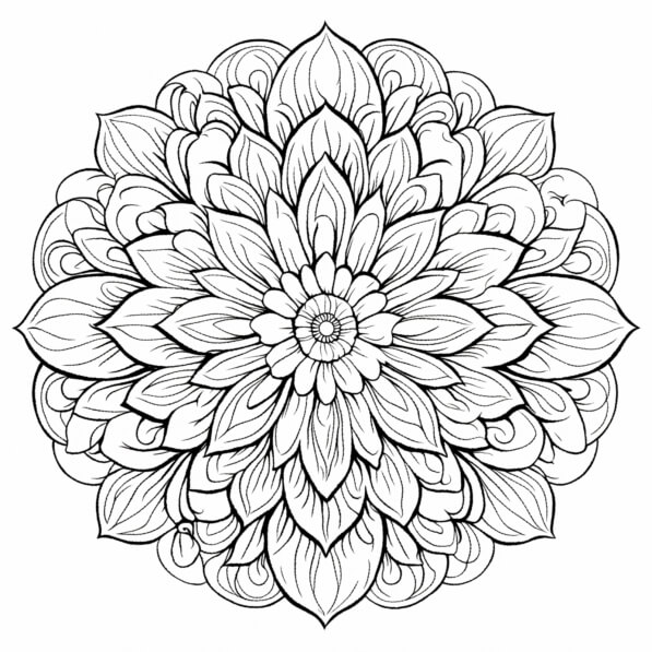 Download Black and White Mandala Coloring Page with Ornamental Flower ...