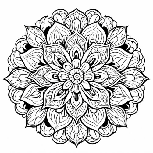 Download Black and White Mandala Coloring Page with Ornate Flower ...