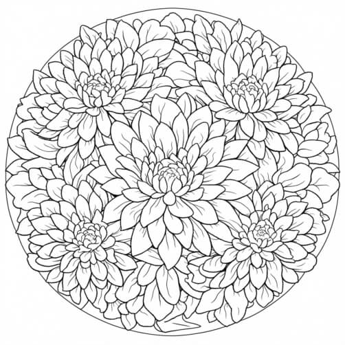 Round Fluted Colouring In Download Round Coloring Page with Flowers Coloring pages Online ...