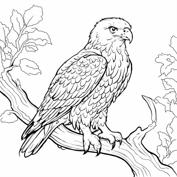 download-eagle-perched-on-tree-branch-coloring-page-coloring-pages