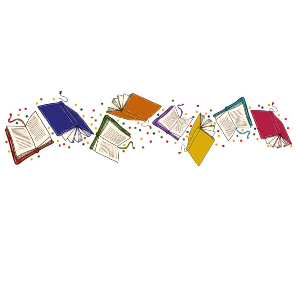Download Floating Books with Colorful Confetti Borders & Corners Online ...