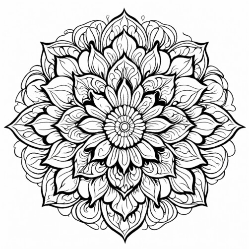 Download Black and White Mandala Coloring Page with Ornate Flower ...