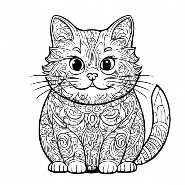 Download Intricate Cat Coloring Page Coloring pages Online - Creative Fabrica