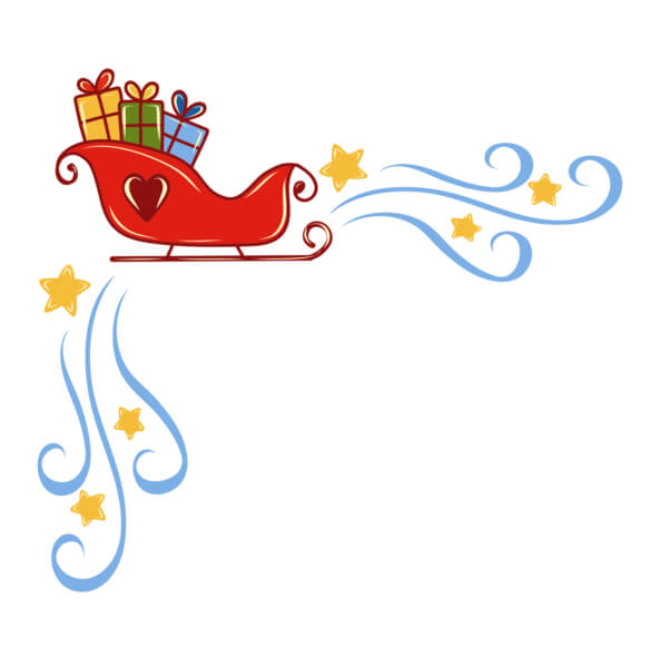 Download Festive Red Sleigh with Presents and Stars Borders & Corners ...