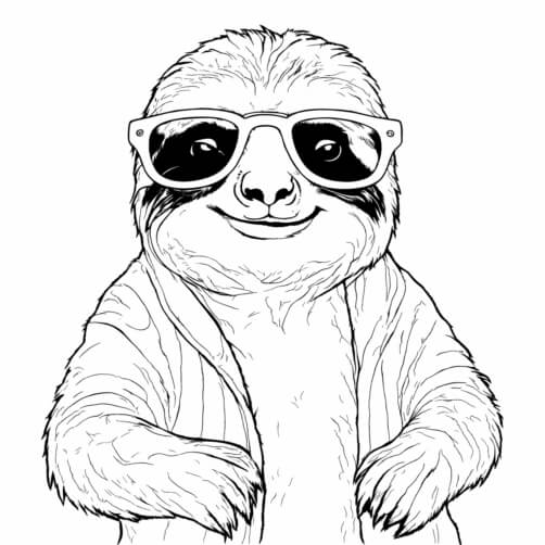 Download Sloth Coloring Page with Scarf and Smile Coloring pages Online ...