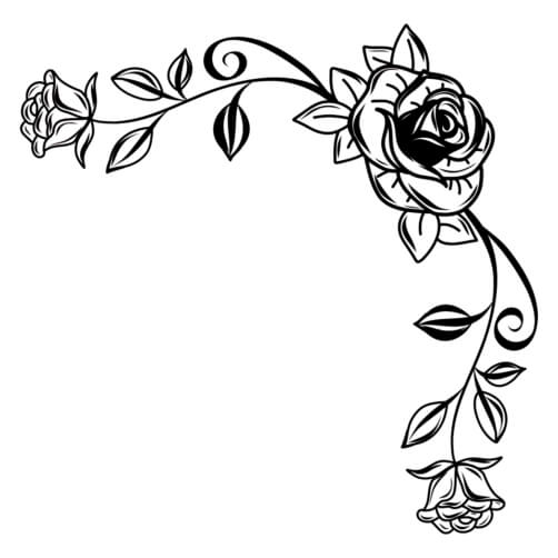 Download Black and White Floral Border with Roses Borders & Corners ...