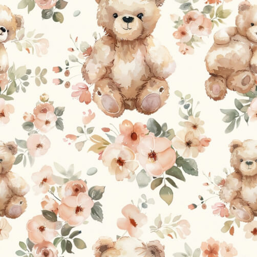 Download Vintage Teddy Bear and Flower Seamless Pattern Patterns Online ...