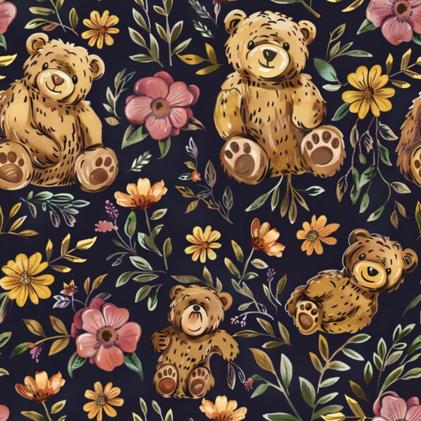 Download Vintage Teddy Bear and Flower Seamless Pattern Patterns Online ...